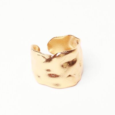 Astrée wide matt gold ring | Handmade jewelry in France