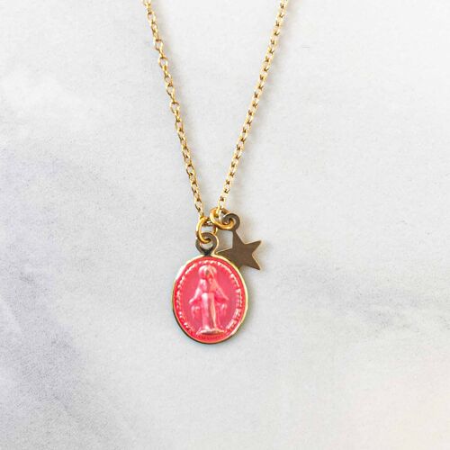 Collier Rainbow Mary Médailles Rose