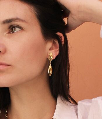 Boucles d'oreilles Or à pendants Jasmine | Bijoux faits main en France 5