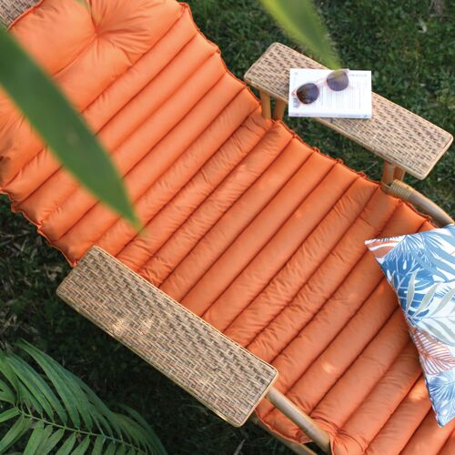 Matelas de Bain de Soleil, Orange, Déperlant et Anti UV, 60 x 180 cm, Collection BORNEO