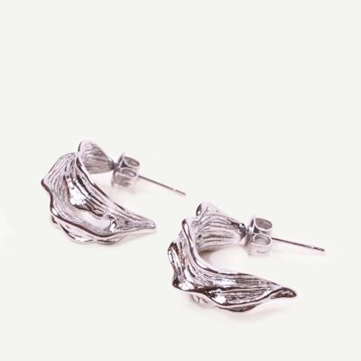 Small Silver Oyster Hoop Earrings | Handmade jewelry in France