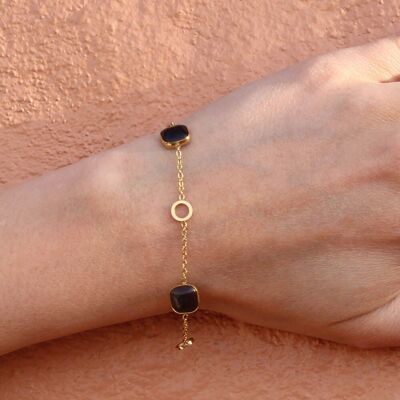 Feines Armband mit Black Willow-Steinen | Handgefertigter Schmuck in Frankreich