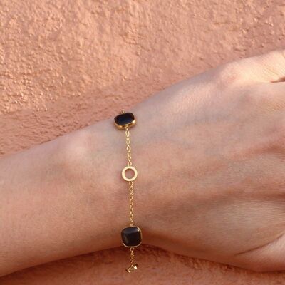 Feines Armband mit Black Willow-Steinen | Handgefertigter Schmuck in Frankreich
