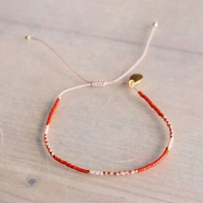 Bracelet de cheville Miyuki rouge/rose/nude