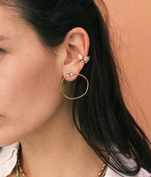 Boucles d'oreilles fines Lila Or à strass| Bijoux faits main en France