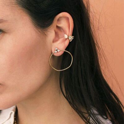 Fine Lila Gold earrings with rhinestones| Handmade jewelry in France