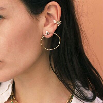 Boucles d'oreilles fines Lila Or à strass| Bijoux faits main en France