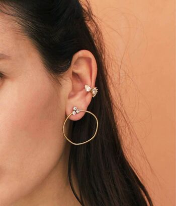 Boucles d'oreilles fines Lila Or à strass| Bijoux faits main en France 5