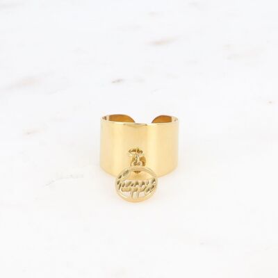 Anello Danae - ampio anello in acciaio inossidabile con nappa "felice".