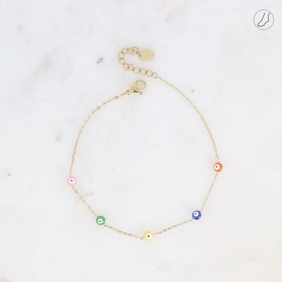 Anklet - stainless steel with enameled bead eyes