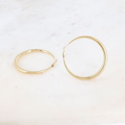 Hoop earrings - brushed crescent moon ring