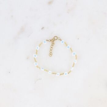 Bracelet - sur fil avec fleurs en perles rocailles 1