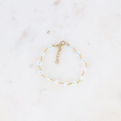 Bracelet - sur fil avec fleurs en perles rocailles