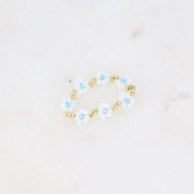 Ring - on wire with seed bead flowers