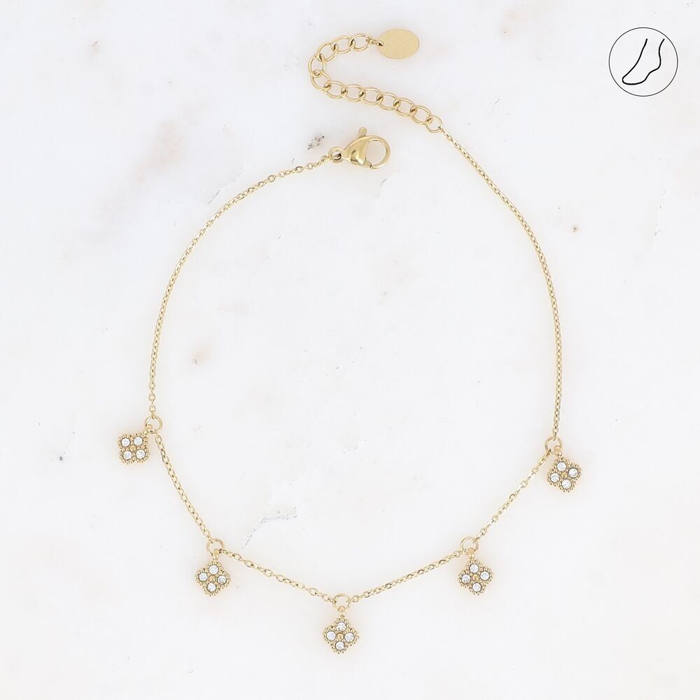 Cavigliera - nappe a trifoglio incastonate con ossidi di zirconio