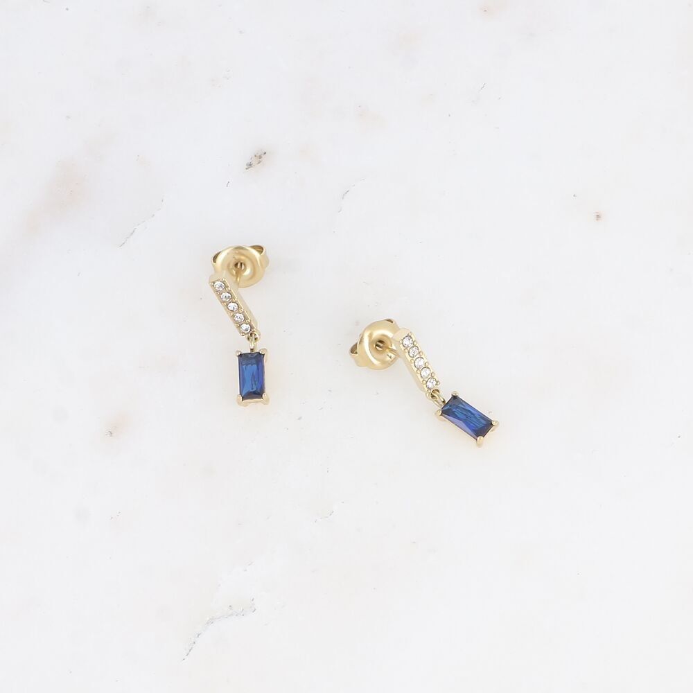 Orecchini pendenti - barra con ossidi di zirconio e cristallo rettangolare