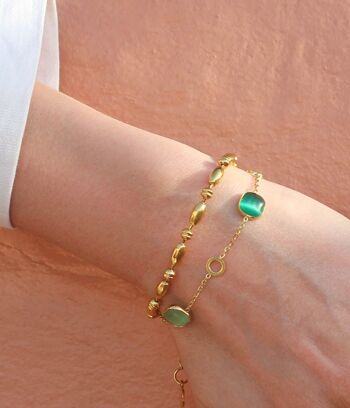 Bracelet fin à pierres Saule Vert  | Bijoux faits main en France 1