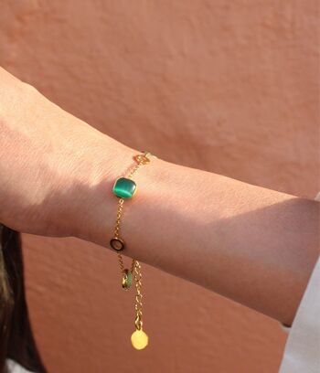 Bracelet fin à pierres Saule Vert  | Bijoux faits main en France 4