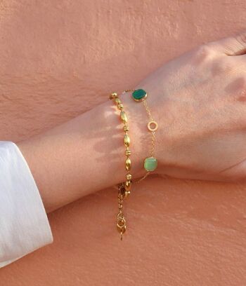 Bracelet fin à pierres Saule Vert  | Bijoux faits main en France 6