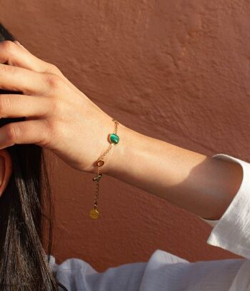 Bracelet fin à pierres Saule Vert  | Bijoux faits main en France 7