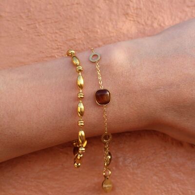 Flora bracelet with metallic beads Gold | Handmade jewelry in France