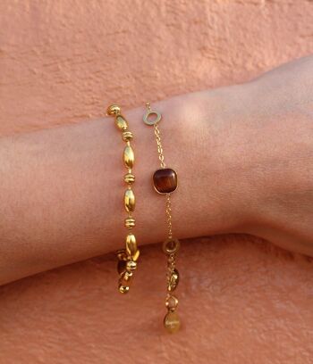 Bracelet Flora à perles métalliques Or | Bijoux faits main en France 1