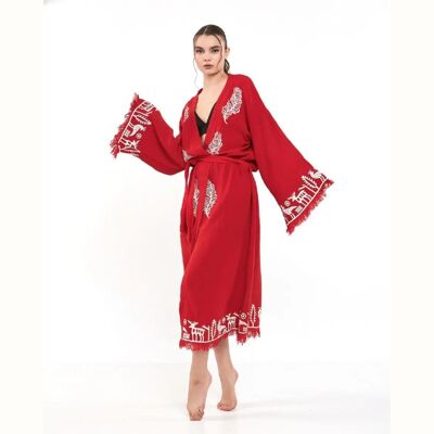 Hitit Long Kimono-Rosso