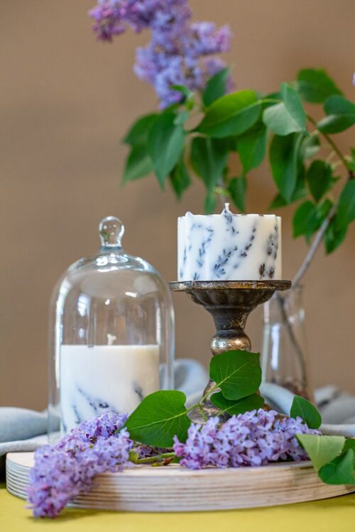 Soy Wax Candle with Lavender Scent - White