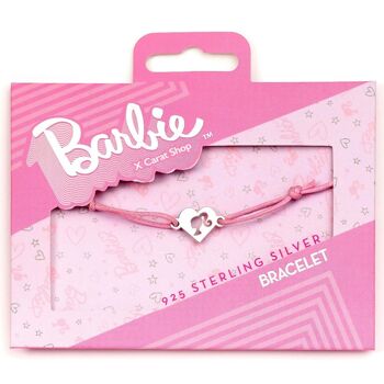 Barbie Bracelet d'amitié en forme de cœur en argent sterling avec cordon rose 2