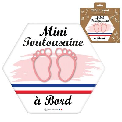 Adhésif Bébé à Bord ultra-résistant - Mini-Toulousaine (pieds roses)