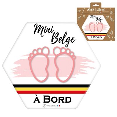 Adhésif Bébé à Bord ultra-résistant - Mini Belge (Rose/Fille)