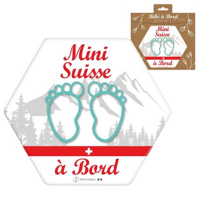 Adhésif Bébé à Bord ultra-résistant - Mini Suisse montagnes (garçon)