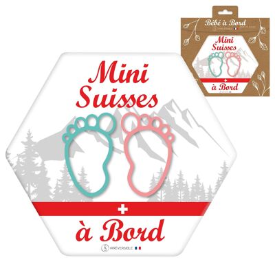 Adesivo Baby on Board ultraresistente - Mini Suisses montagne (misto)