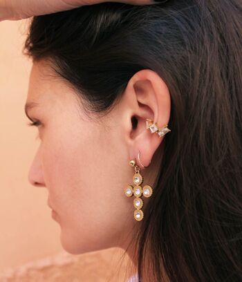 Boucles d'oreilles Or pendants croix à strass Donatella | Bijoux faits main en France 9