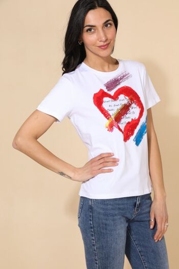 T-shirt coton coeur peinture 3