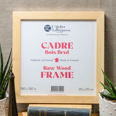 Square Raw Wood Frame 20 x 20 cm made in France