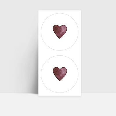 Sticker sheet 24 pieces, heart red