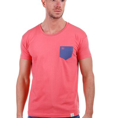 Camiseta Bolsillo Hombre Coral PV1CBOLSILLO-CORAL