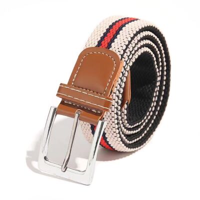 Cinturon elastico punta piel Hombre Blanco-Marino-Rojo PV1TB031-BL.MA.RJ