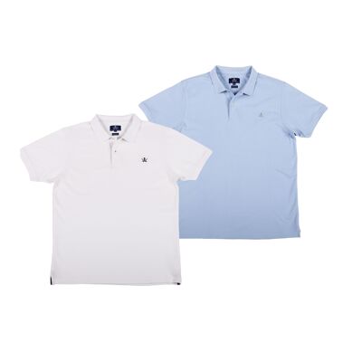 Pack 2 Polos Basicos Hombre Blanco-Celeste