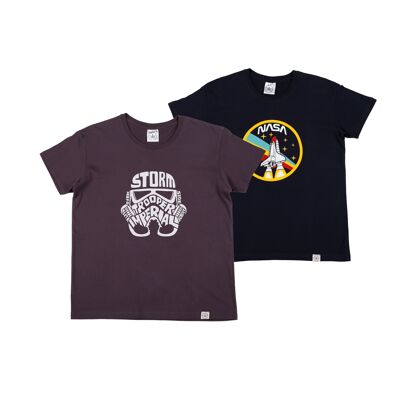 Pack 2 Camisetas Trope y Nasa Hombre Antracita-Marino