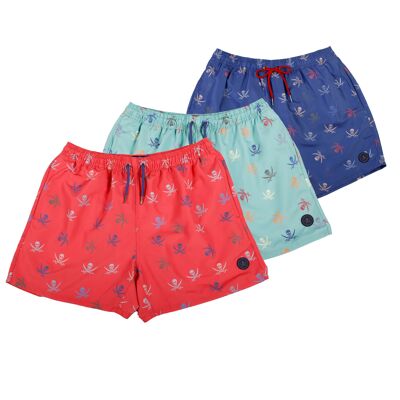 Pack 3 Bañadores Pirata Hombre Coral-Verde-Denim