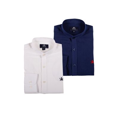 Pack 2 Camisas Mao Hombre Blanco-Marino