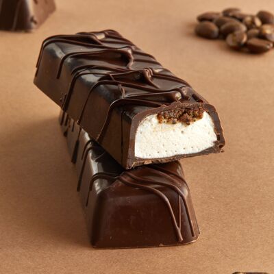 4 barrette: marshmallow con cuore fondente e ricoperti di cioccolato