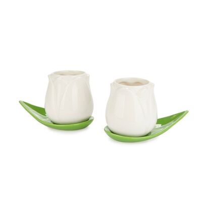 Set tasses à café - Coffee cup set - Set tazas café - Kaffetassen-set, Tulip x2, blanco