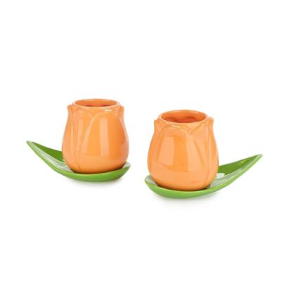 Set tasses à café - Coffee cup set - Set tazas café - Kaffetassen-set, Tulip x2, naranja