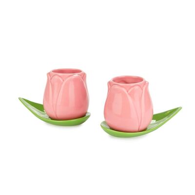 Coffee cup set - Coffee cup set - Coffee cup set - Kaffetassen-set, Tulip x2, pink