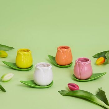 Set de tasses à café - Set de tasses à café - Set de tasses à café - Kaffetassen-set, Tulip x4, blanc/jaune/orange/rose 2
