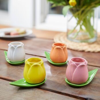 Set de tasses à café - Set de tasses à café - Set de tasses à café - Kaffetassen-set, Tulip x4, blanc/jaune/orange/rose 3
