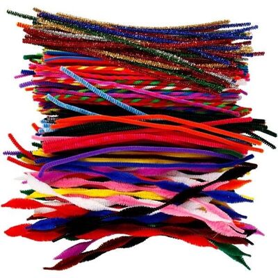 Chenille yarn lot - Multicolored - 4 to 6 mm - 30 cm - 250 pcs